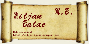 Miljan Balać vizit kartica